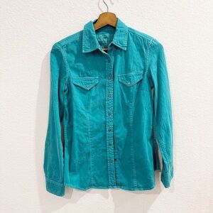 Barn Fly Trading- Vintage Turquoise Button Down Top- S